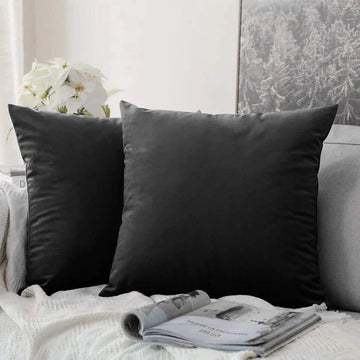 Plain Velvet Cushion Covers Black