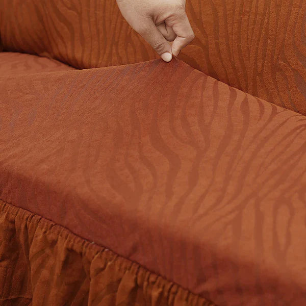 Fitted Zebra Sofa Cover Copper Brown