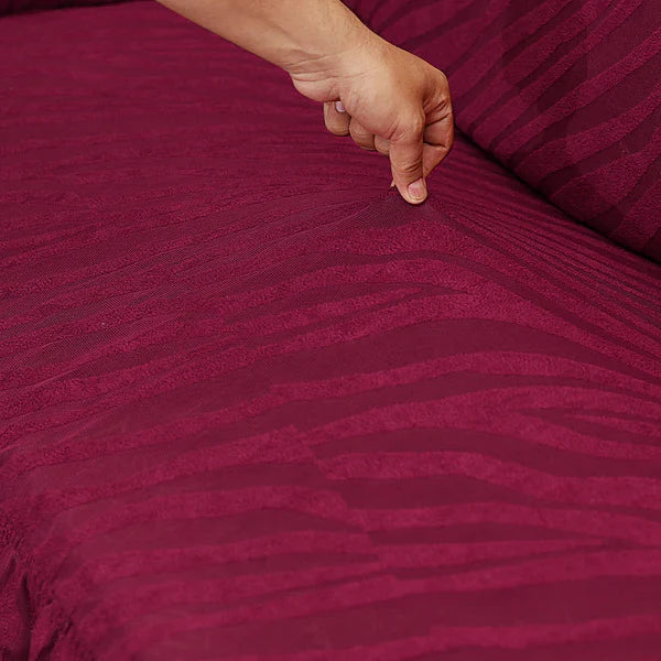 Fitted Zebra Sofa Cover Maroon