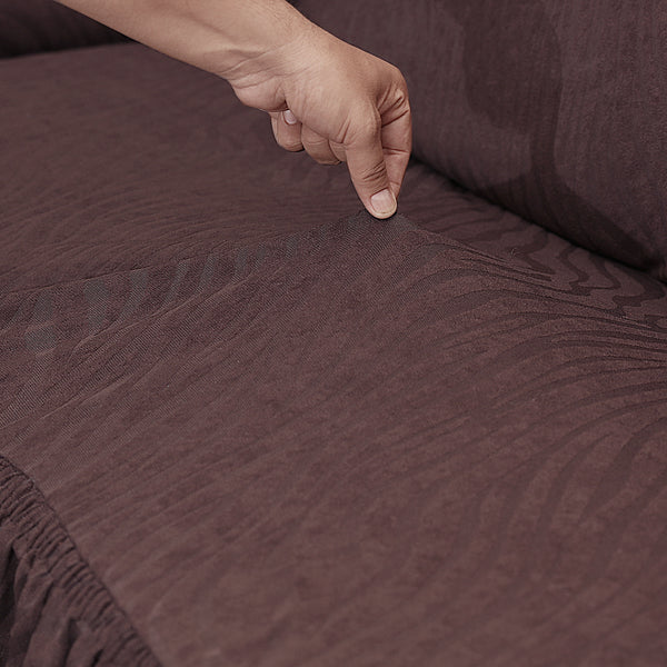 Fitted Zebra Sofa Cover Dark Brown