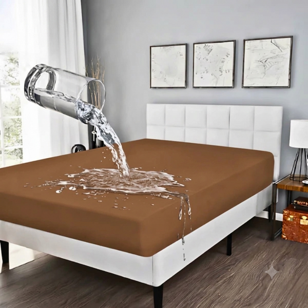 King Waterproof Mattress Cover Brown