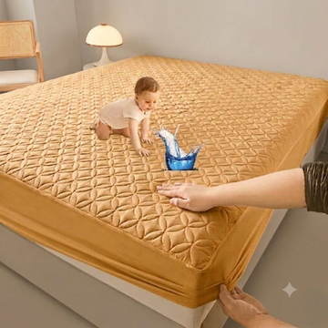 King Ultrasonic Microfiber Waterproof Mattress Protector Chikoo