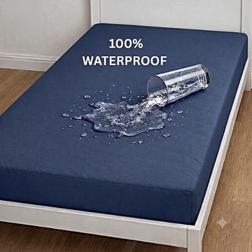 Single Waterproof Mattress Cover Navy Blue