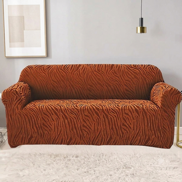 Fitted Zebra Sofa Cover Copper Brown