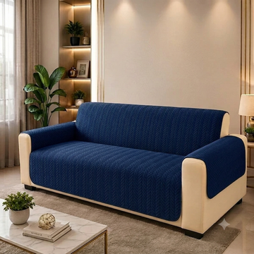 Zigzag Ultrasonic Quilted Sofa Cum Bed Covers Navy Blue