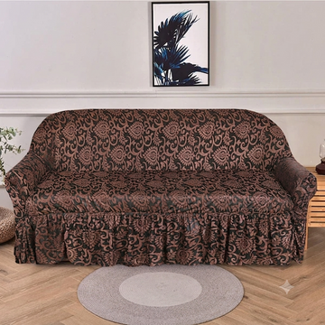 Luxury Embossed Jacquard Sofa Cover Brown