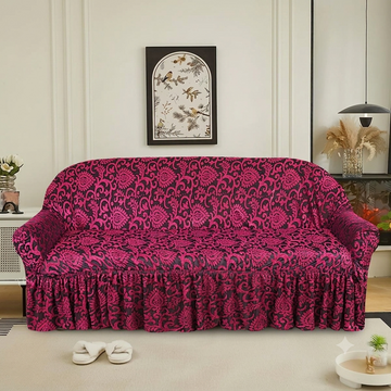 Luxury Embossed Jacquard Sofa Cover Maroon
