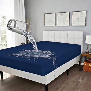 King Waterproof Mattress Cover Navy Blue