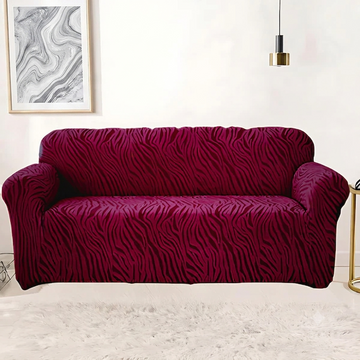 Fitted Zebra Sofa Cover Maroon