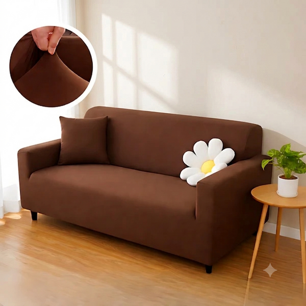 Lycra Jersey Sofa Cover Brown
