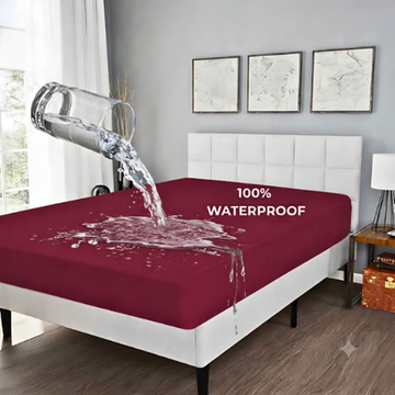 King Waterproof Mattress Cover Mahroon