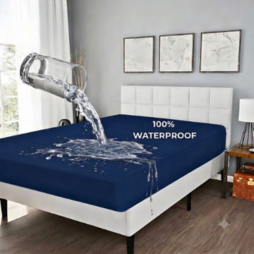 King Waterproof Mattress Cover Navy Blue