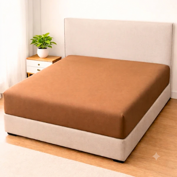 Lycra Jersey Fitted Mattress Cover - Chikoo
