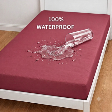 Single Waterproof Mattress Cover Mahroon