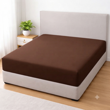 Lycra Jersey Fitted Mattress Cover - Brown