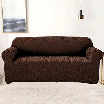 Fitted Zebra Sofa Cover Dark Brown