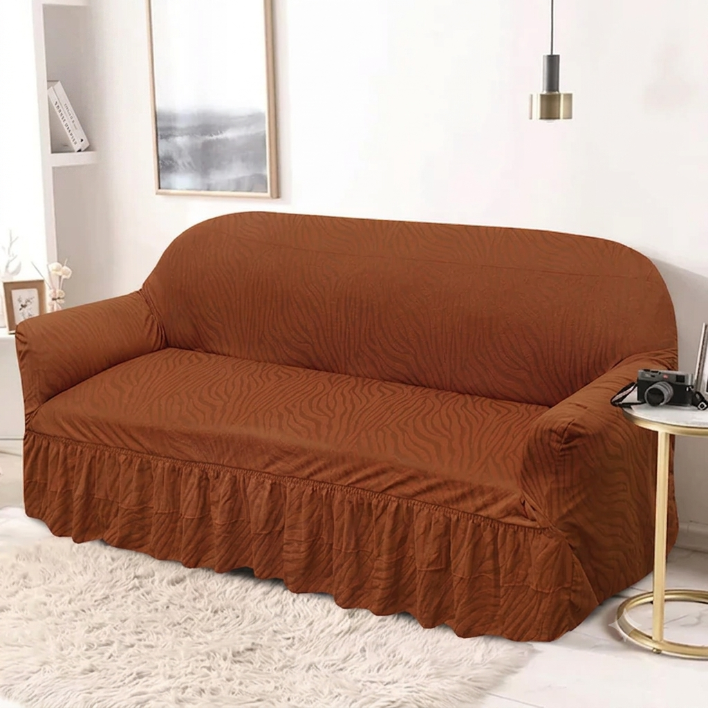 Zebra Sofa Cover Copper Brown
