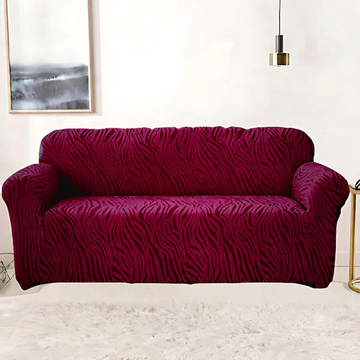 Fitted Zebra Sofa Cover Maroon
