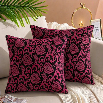 Luxury Embossed Jacquard Cushion Cover Maroon