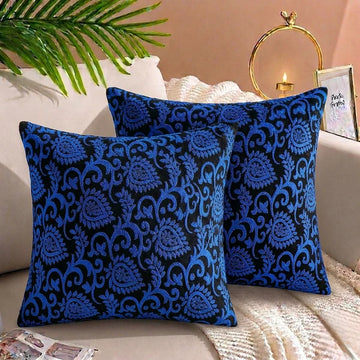 Luxury Embossed Jacquard Cushion Cover Navy Blue