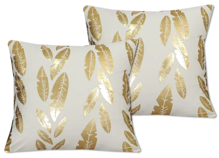 Metallic Feather Style Velvet Cushion Cover - Off White