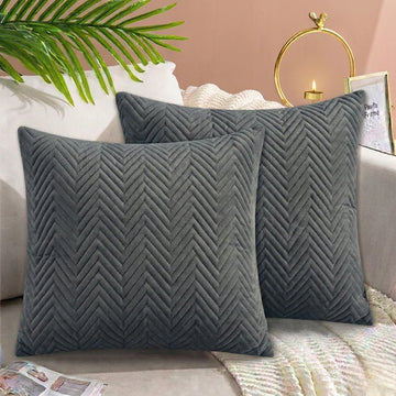 Zigzag Ultrasonic Quilted Cushion Cover Grey